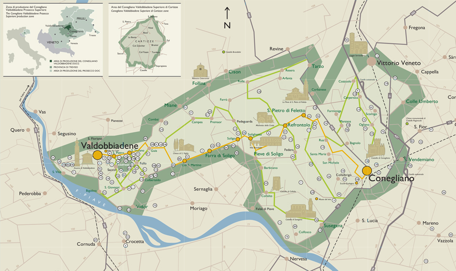 ligging van de docg zone in Itali&euml;