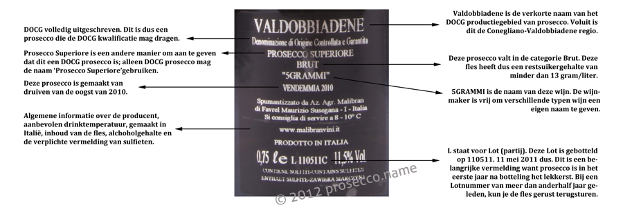 een etiket op een proseccofles