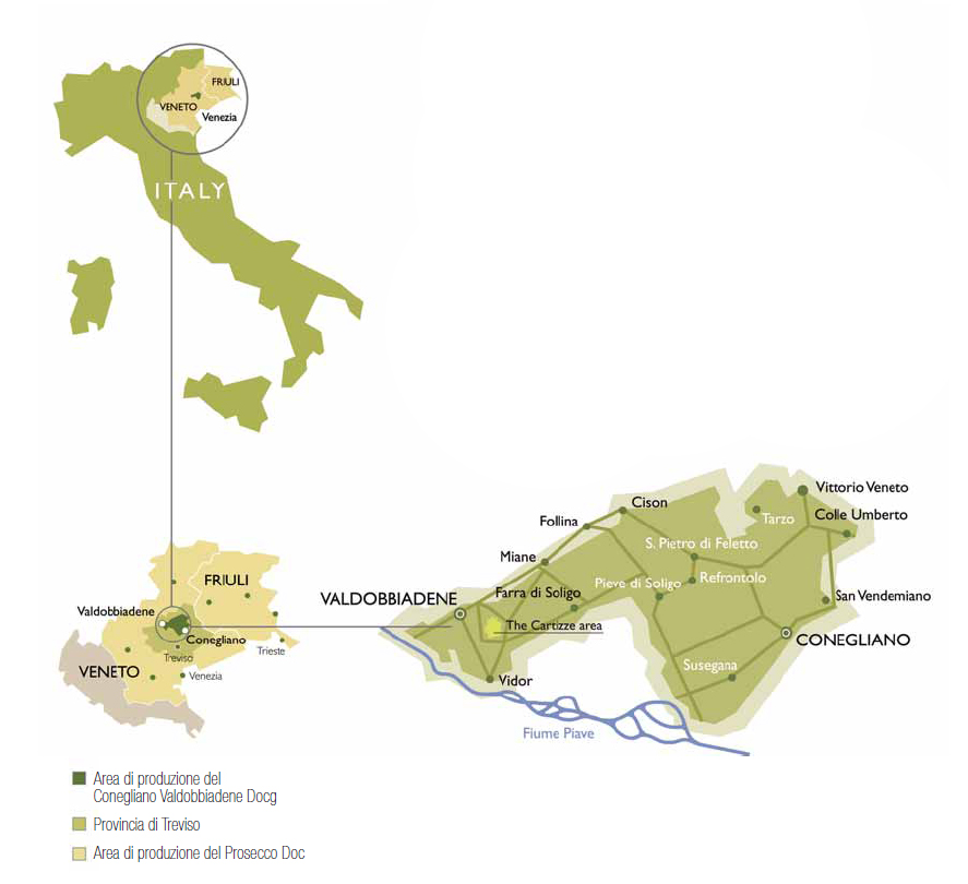 ligging van de docg zone in Itali&euml;
